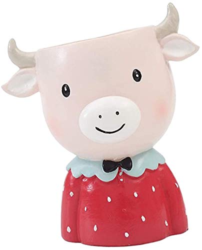 Handmade Resin Succulent Planter Pot - Cute Cow Animal Statue Flower Holder for Home & Office Decor | Perfect for Windowsill, Desk, Garden & Gift Giving