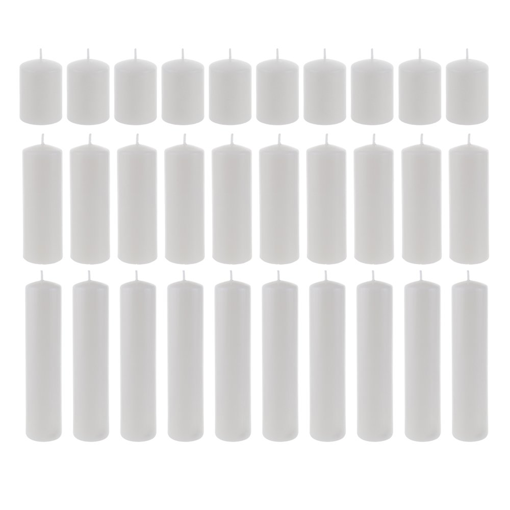 Premium Unscented White Dome Top Pillar Candles - Set of 30 for Weddings, Home Decor & Relaxation - Eco-Friendly & Long-Lasting