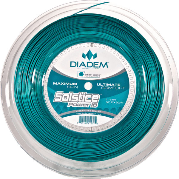 Diadem Solstice Power 18/1.15 Tennis String Reel - Teal Color | High-Performance Tennis String for Competitive Play | Perfect for Hard Courts & Tournament Matches
