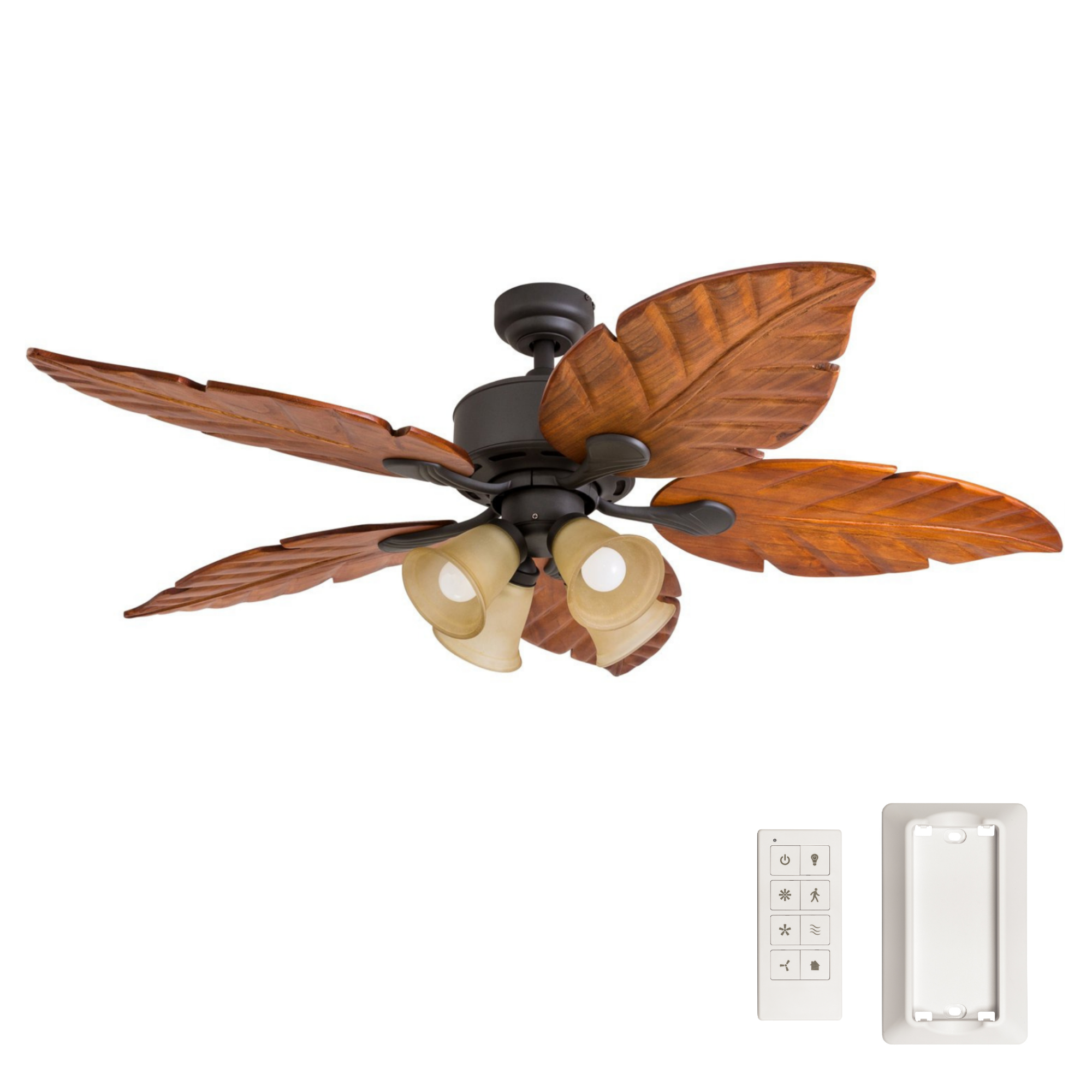 52 Inch Bronze Remote Control Ceiling Fan with Light - Modern Energy Efficient Indoor Cooling Fan for Living Room, Bedroom, and Office