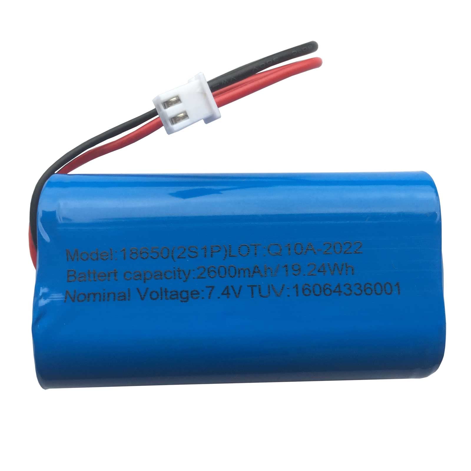 AOLIKES 7.4V 2600mAh Rechargeable Li-ion Battery Pack with XH2.54-2 Pin Plug - 18650 2S1P DIY Battery for RC Cars, Drones, and Power Tools | 3C Continuous Discharge Support