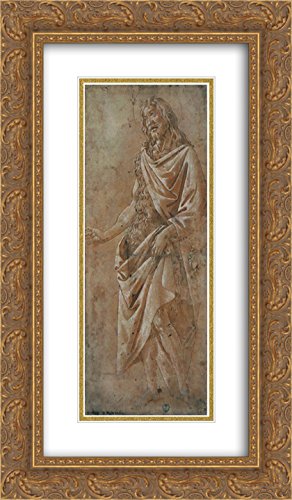 14x24 Gold Ornate Frame & Double Matted Museum Art Print - Sandro Botticelli's Saint Jean Baptiste - Perfect for Home Decor, Office Wall Art & Renaissance Gift Ideas