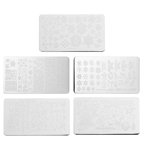 FOMIYES 5Pcs Christmas Nail Art Stamping Plates - Holiday Nail Stencils for DIY Manicure, Xmas Nail Designs - Perfect for Christmas Parties, Gift Giving & Festive Nail Art