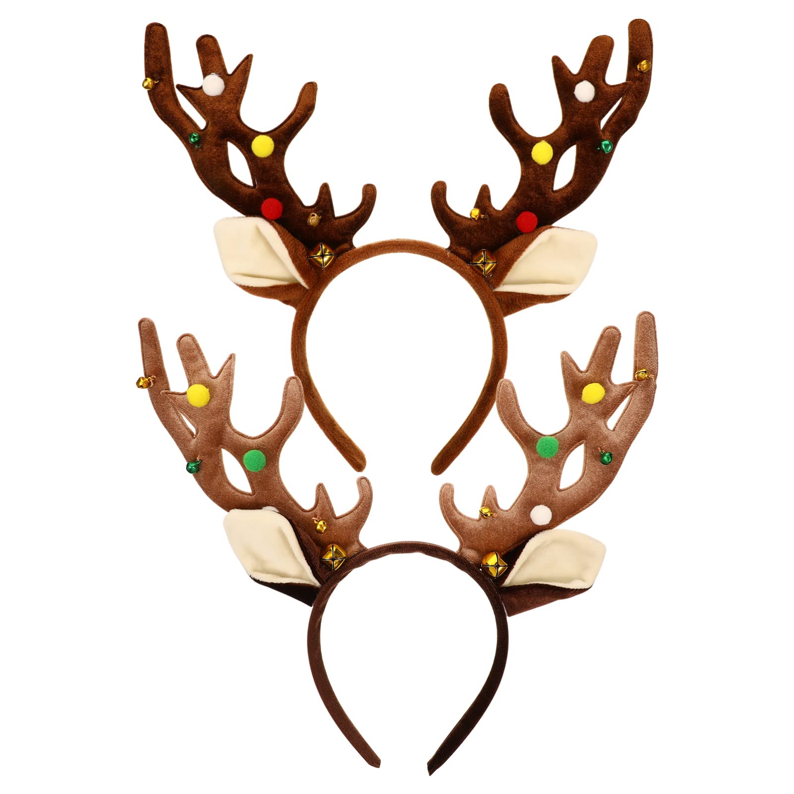Bestoyard 2-Pack Reindeer Antler Headbands for Kids - Christmas Costume Party Hair Accessories for Children (Perfect for Holiday Photos, School Plays & Festive Celebrations)