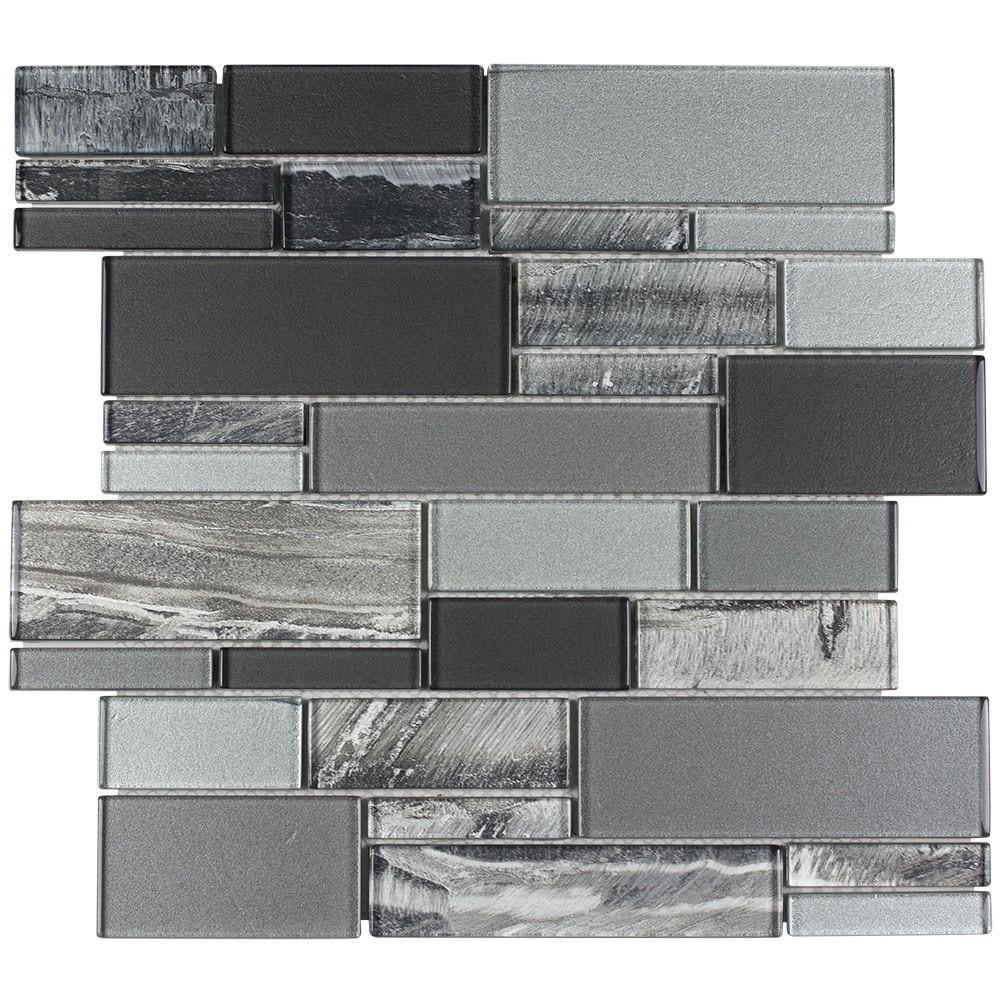 Premium Glass Mosaic Wall Tile - Onyx Graphite Finish for Kitchen Backsplash & Bathroom Decor | Waterproof & Durable Home Improvement Solution