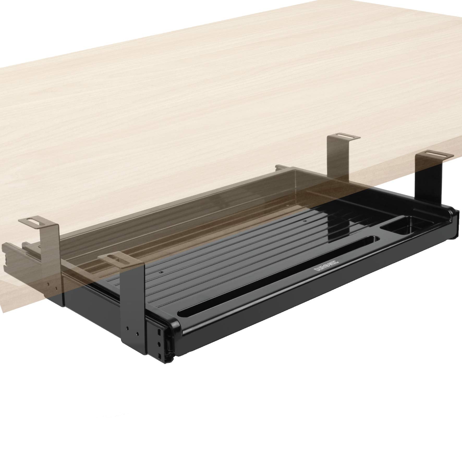Duronic DKTSX2 Ergonomic Under Desk Keyboard Tray - Adjustable Pull-Out Drawer for Keyboard & Mouse, Improves Posture for Office & Home Workspace