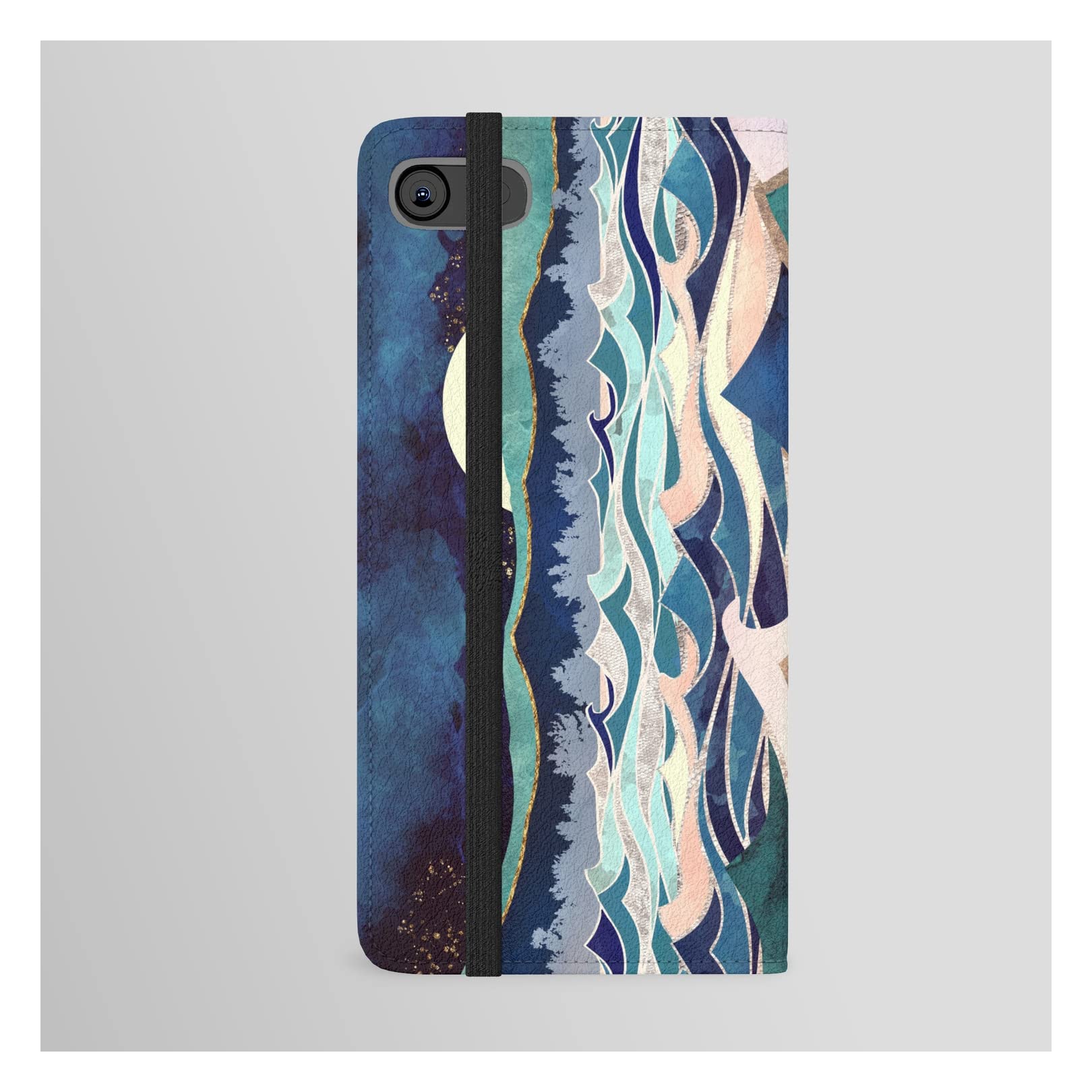 Spacefrogdesigns Moonlit Ocean Art iPhone 8 Wallet Case - Stylish Protective Phone Cover with Card Holder for Everyday Use & Travel