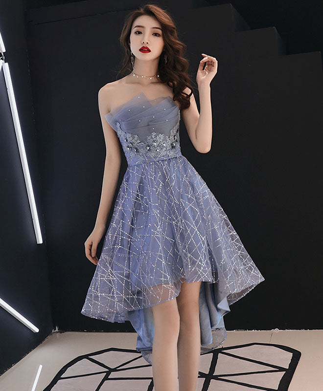 Elegant Royal Blue Tulle High-Low Prom Dress for Homecoming, Sweet 16, Quinceañera & Formal Events - Perfect for Dances, Parties & Special Occasions