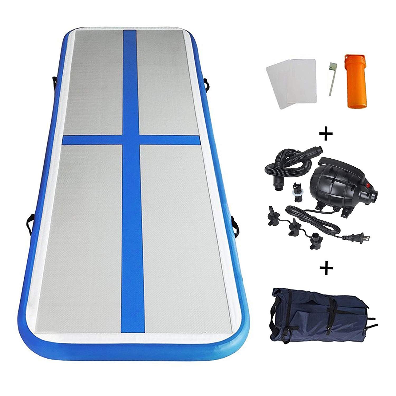 10ft/13ft/16ft/20ft Inflatable Gymnastics Tumbling Track Mat with Electric Air Pump - Portable Cheerleading Training Equipment for Home, Beach, Park & Backyard Practice | Perfect for Kids, Adults & Fitness Enthusiasts