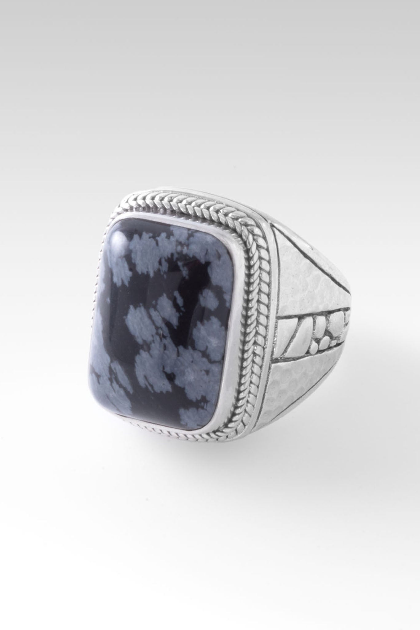 Gracious Heart Ring™ in Snowflake Obsidian - Elegant Handmade Jewelry for Women, Perfect for Valentine's Day Gifts, Anniversary & Romantic Occasions