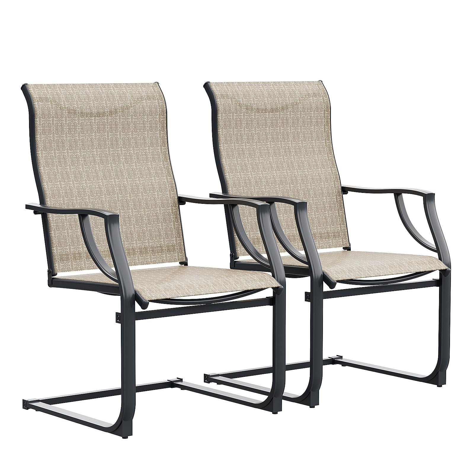 UDPATIO 2-Piece Patio Dining Chairs Set - High Back Outdoor Chairs with All-Weather Breathable Fabric, Brown - Perfect for Deck, Lawn, Garden, Backyard & Poolside Relaxation