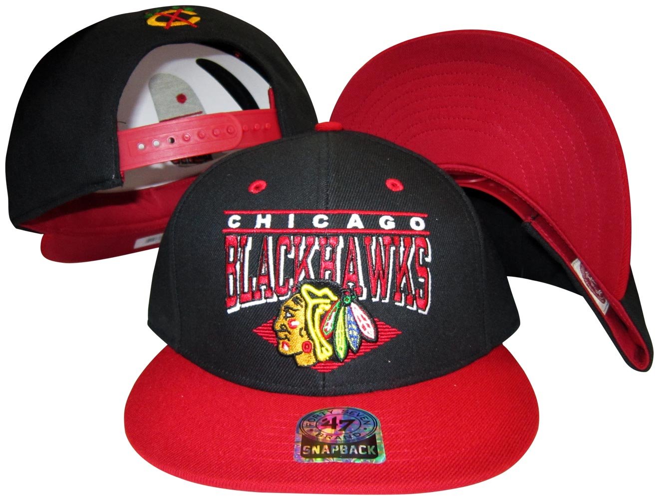 Chicago Blackhawks Black & Red Two-Tone Adjustable Snapback Hat - Official NHL Team Logo Cap for Men & Women - Perfect for Games, Tailgating & Fan Gear Collection