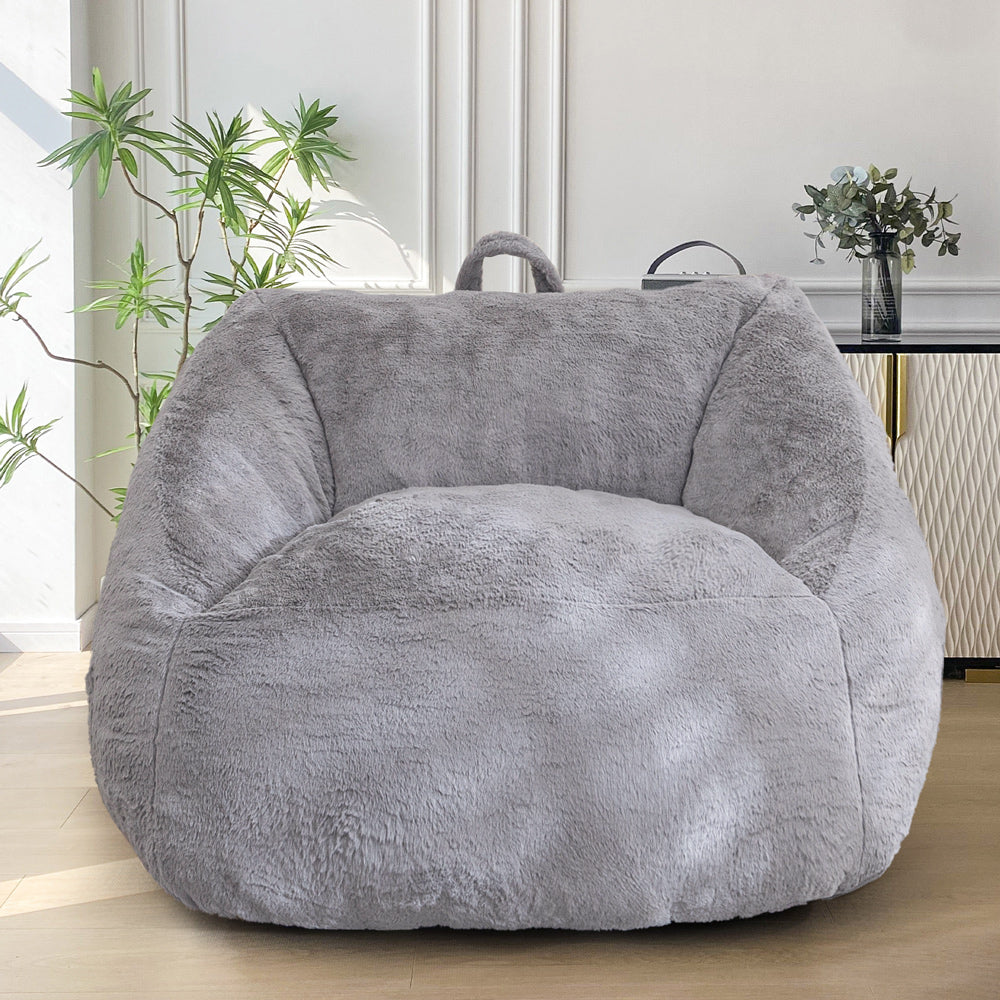 MAXYOYO Bean Bag Chair for Adults, Kids & Teens - Soft Floor Sofa with Handle for Gaming, Reading & Relaxing - Grey - Perfect for Living Room, Bedroom & Game Room