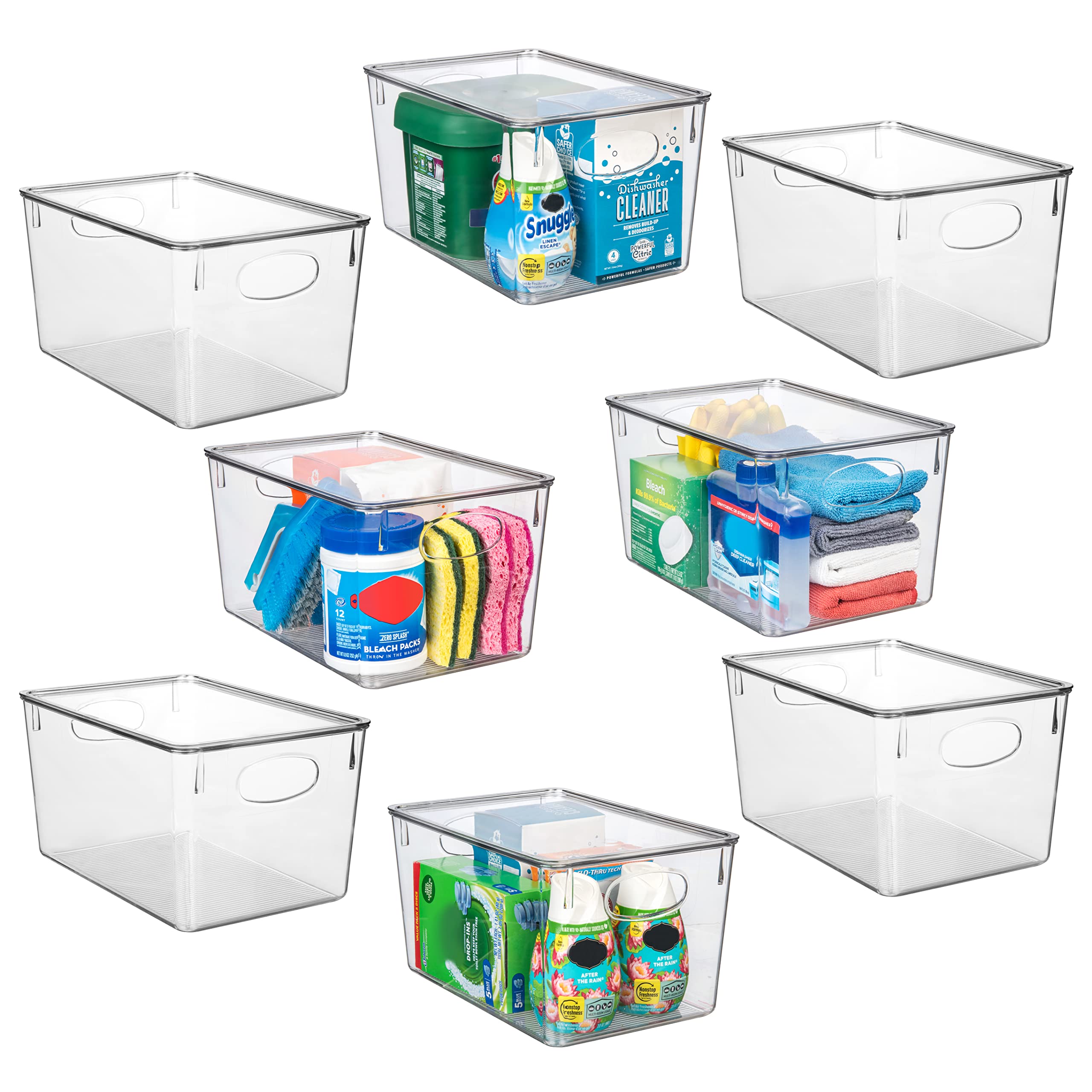 ClearSpace Plastic Storage Bins with Lids – 8-Pack Pantry & Fridge Organizers for Food Storage, Cabinet Organization – Airtight Kitchen Containers for Cereal, Snacks & Dry Goods