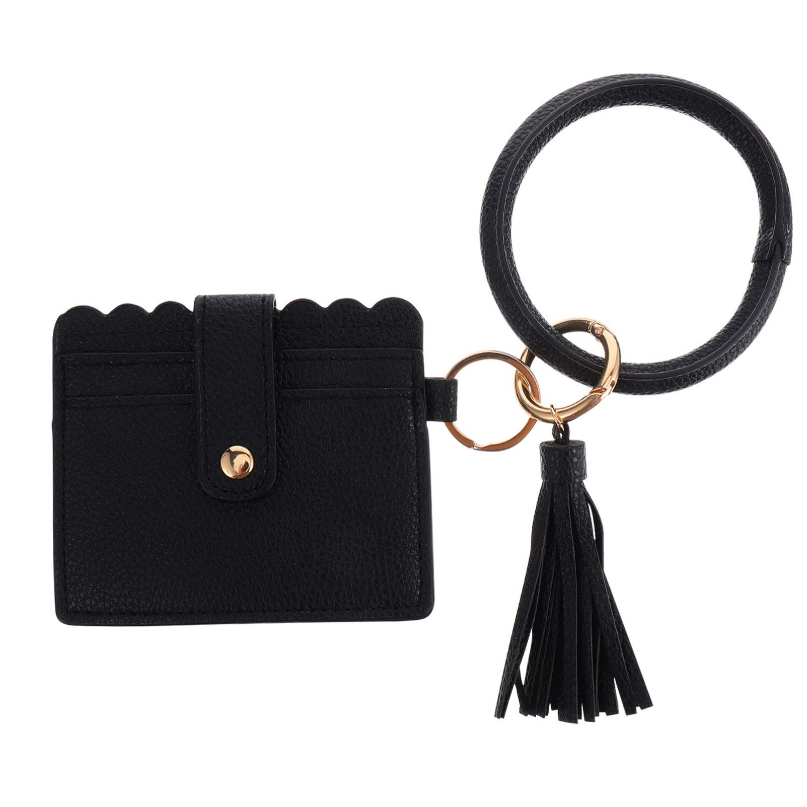 VALICLUD Women's PU Leather Keychain Wristlet Clutch Wallet - Stylish Bracelet Purse with Tassel for Cards, Cash & Keys | Perfect for Parties, Shopping & Night Out Accessories