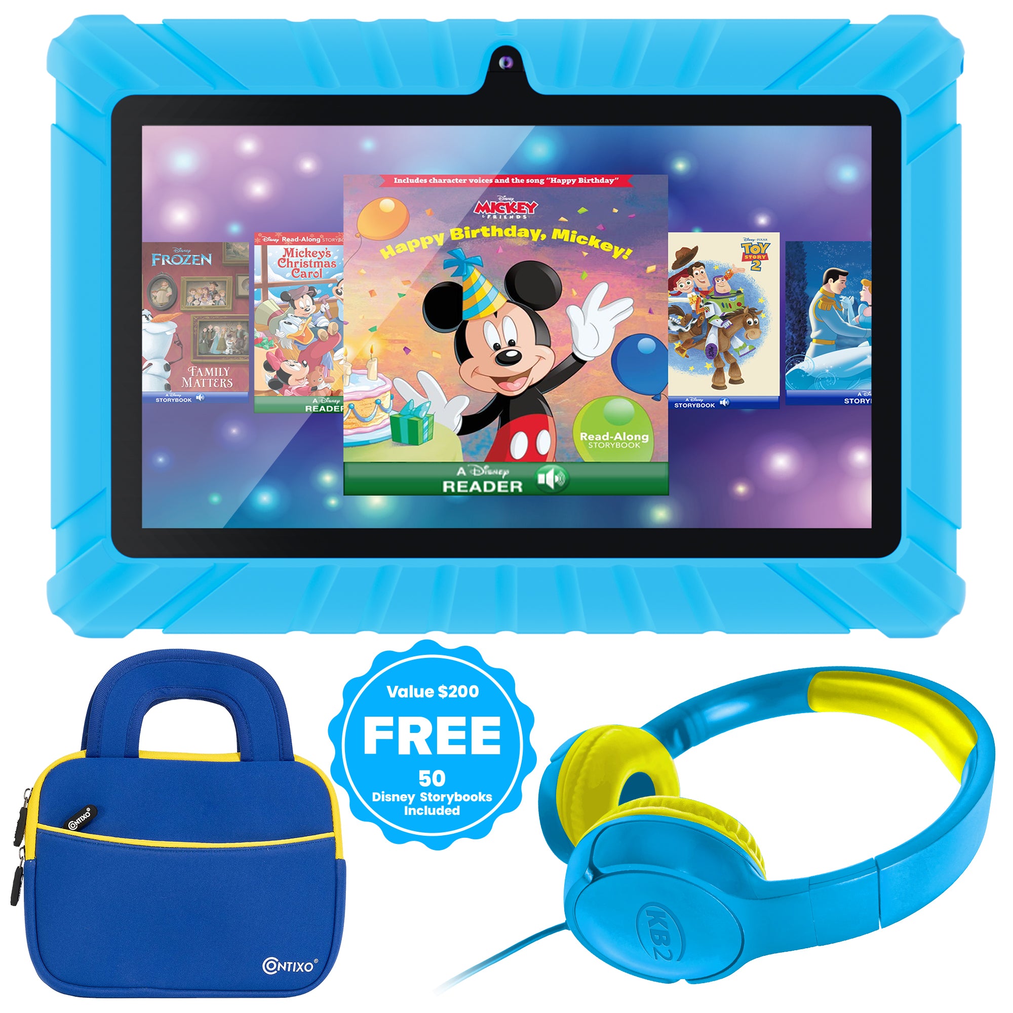 Contixo 7-Inch Kids Tablet Bundle with Disney eBooks & STEM Learning Apps - Perfect for Early Education, Travel & Home Learning Activities