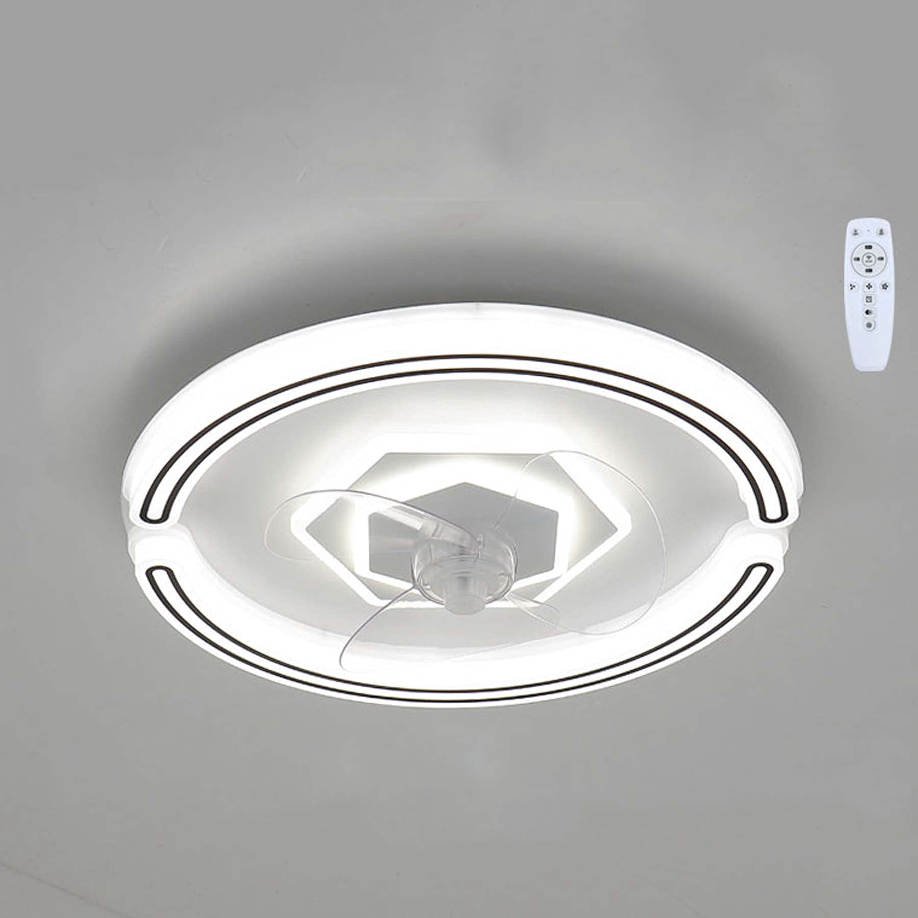 Modern Minimalist Smart Ceiling Fan with LED Lights - Invisible Blades, 3-Color Stepless Dimming, Remote Control - Perfect for Bedroom, Living Room & Office Spaces