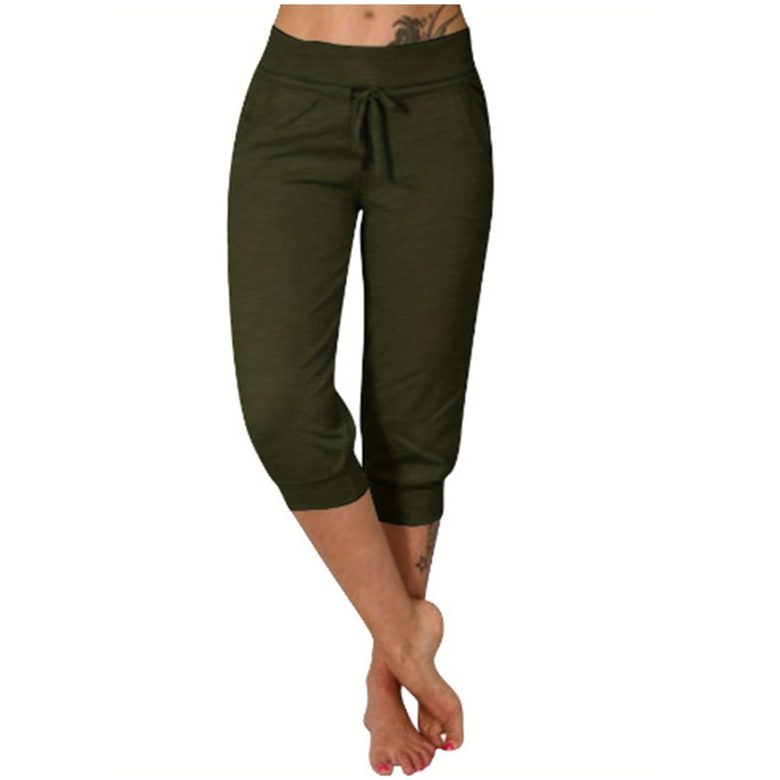 BOXIACEY Women's Capri Sweatpants - High Waist Yoga Pants with Drawstring & Pockets for Workout, Running, Gym, Lounge - Soft Athletic Shorts for Women - Perfect for Yoga, Pilates, Jogging & Casual Wear