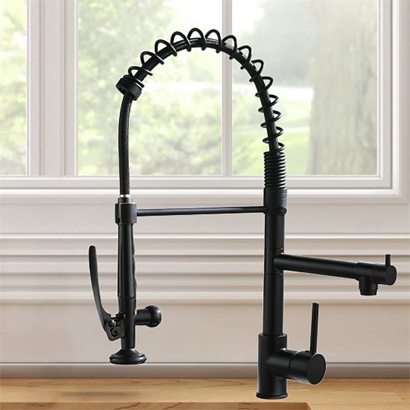 Black & Brushed Nickel Single Handle Copper Kitchen Faucet - Modern Farmhouse Sink Faucet for Kitchen & Bar | High Arc Pull Down Sprayer, Easy Installation, Perfect for Home Renovation & Commercial Use