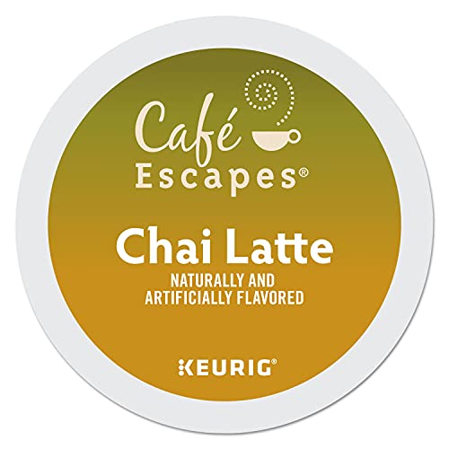 Café Escapes Chai Latte K-Cup Pods - 96 Count Box | Premium Spiced Tea for Keurig Brewers - Perfect for Morning Energy & Cozy Evenings