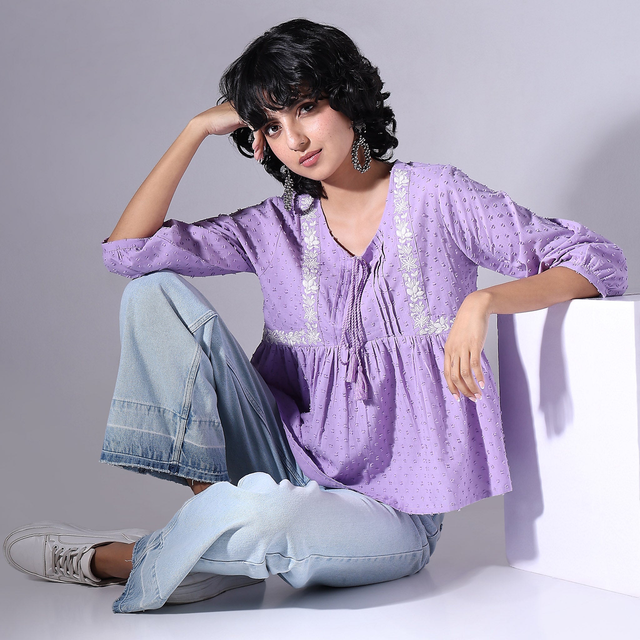 Flare Fit Embroidered Women's Tops - Stylish Floral Embroidered Blouse for Casual Wear & Summer Outfits | Perfect for Parties, Dates & Office