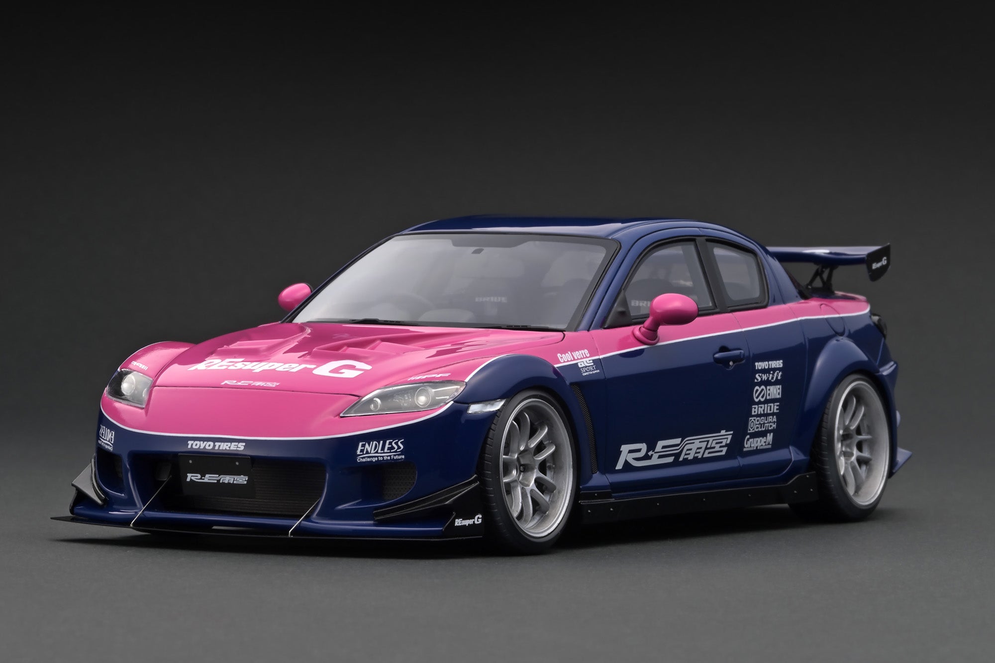 1:18 Scale Mazda RX-8 SE3P RE Amemiya Diecast Model Car - Blue & Pink Limited Edition - Perfect for Collectors, Display & Racing Enthusiasts