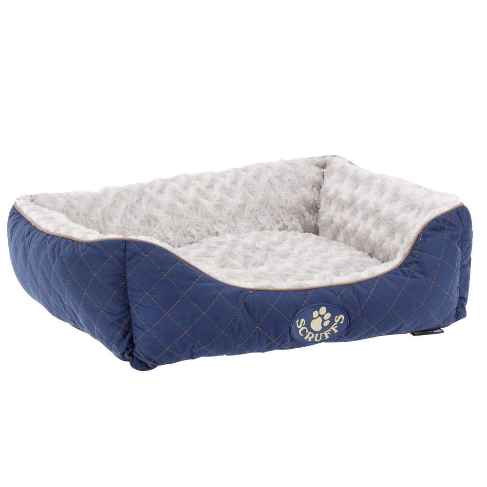 Wilton Small Blue Pet Box Bed - Cozy & Comfortable Dog Cat Bed for Small Breeds - Perfect for Home, Crate, or Travel Use