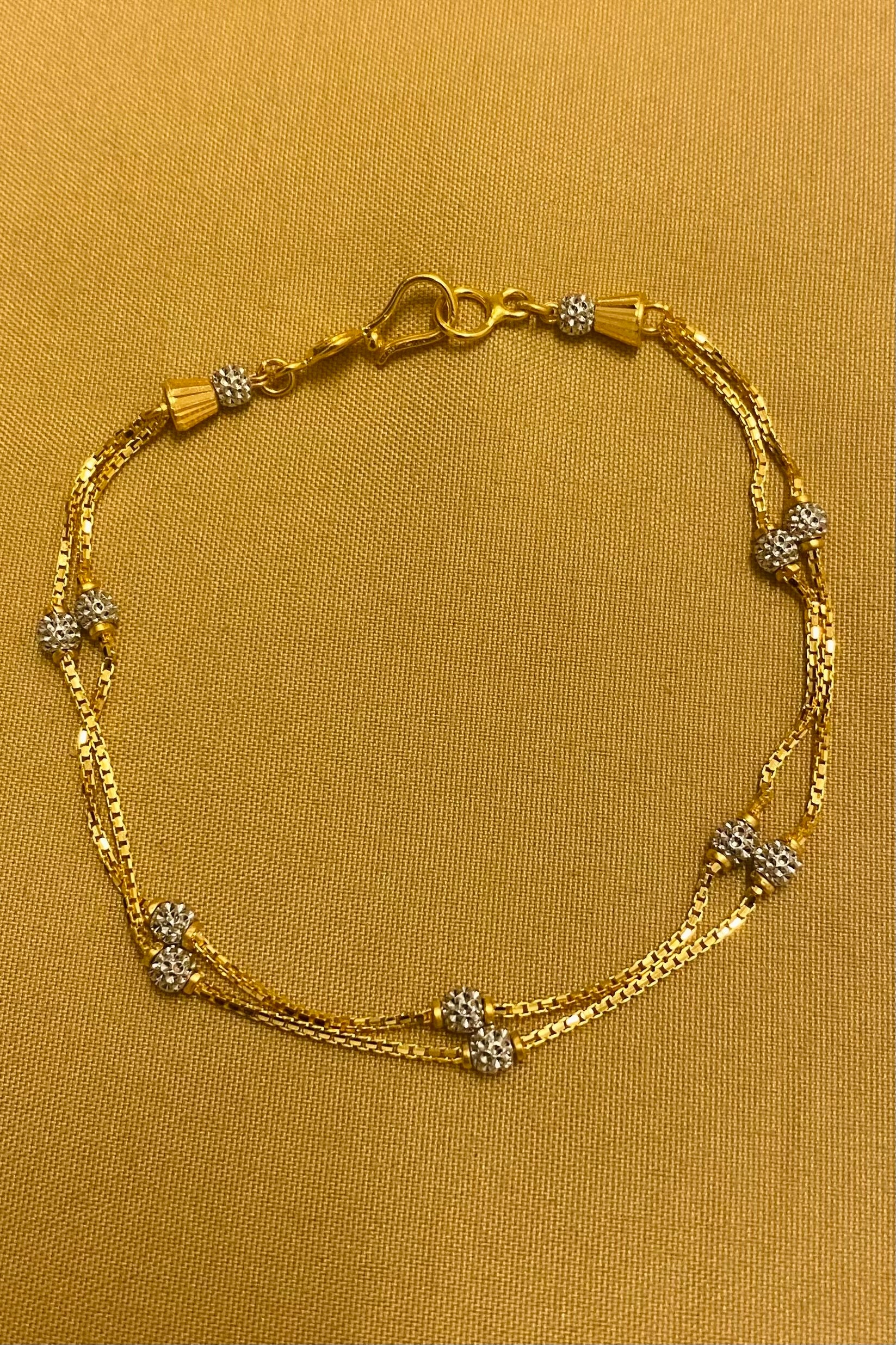 22KT Gold Designer Beaded Double Line Bracelet (D141) - Elegant Handmade Jewelry for Women, Perfect for Weddings, Parties & Special Occasions