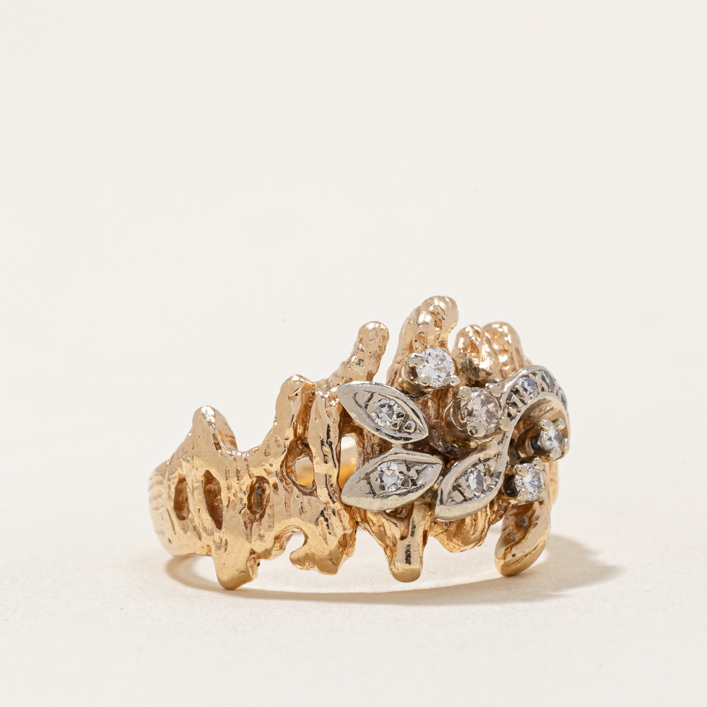 Elegant Birks' Diamond Cocktail Ring | 0.13ctw Genuine Diamond | Size 6.75 | Perfect for Evening Parties, Weddings & Special Occasions