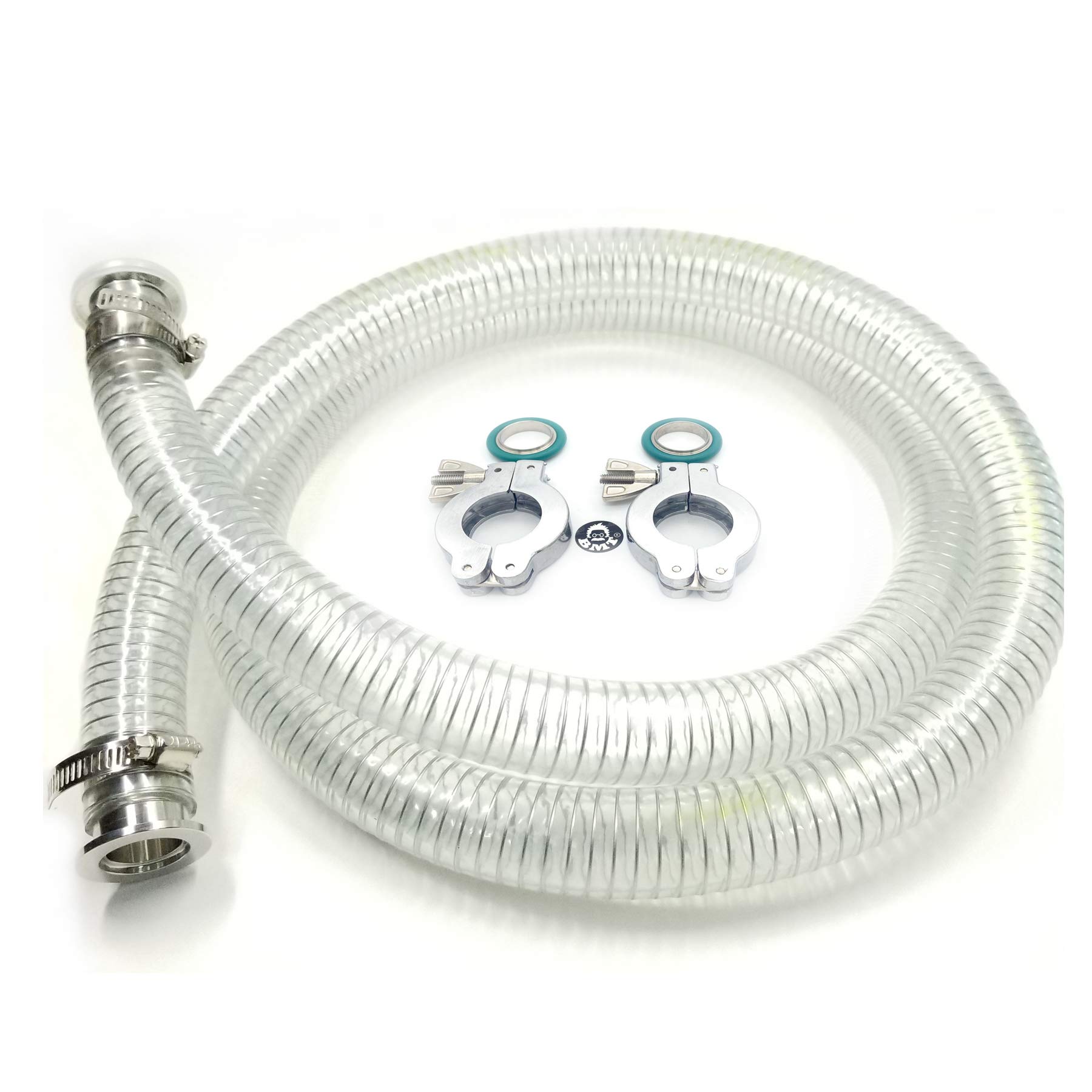 High-Quality PVC Reinforced Vacuum Hose with KF25 Flange Fittings - 4ft Length for Foreline Vacuum Systems | Ideal for Laboratory, Industrial & Scientific Applications