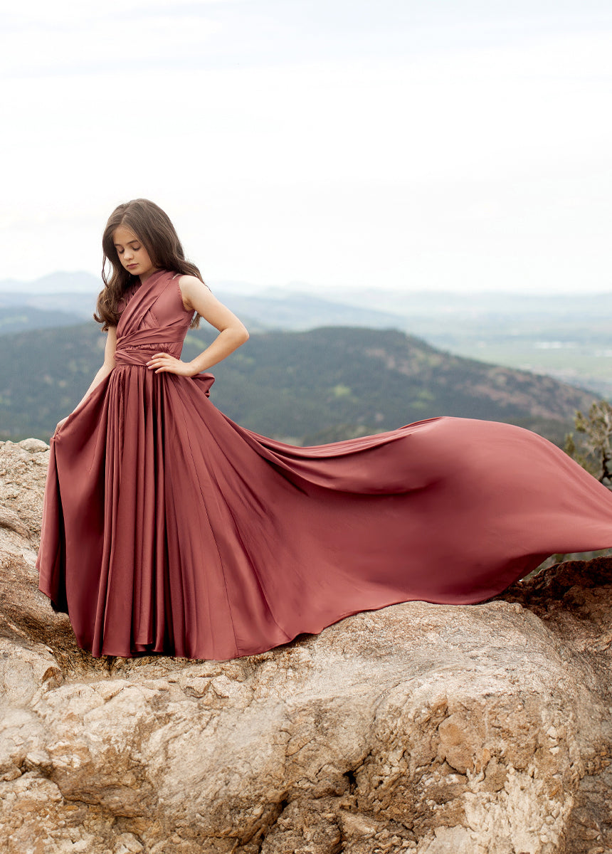 Junie Impact Dress in Cedarwood - Stylish Women's Flowy Midi Dress for Casual Wear, Office & Date Nights