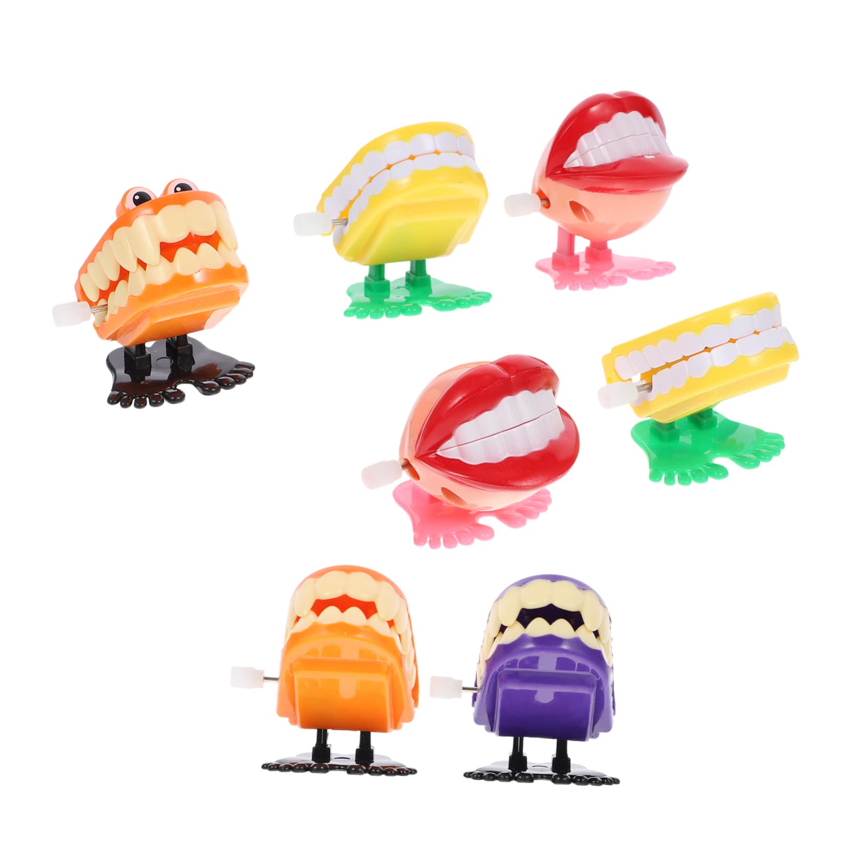 Vaguelly 7pcs Wind Up Chattering Teeth Toy - Funny Walking Robot Teeth for Kids Gifts & Party Pranks
