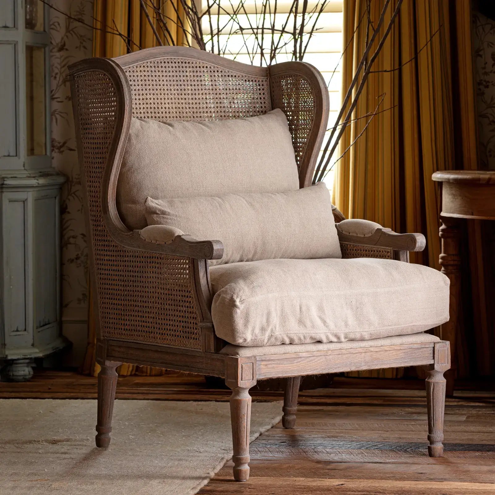 Commons Cain Wing Back Chair - Stylish Mid-Century Modern Accent Chair for Living Room, Bedroom, or Office - Perfect for Reading, Relaxing, and Home Decor