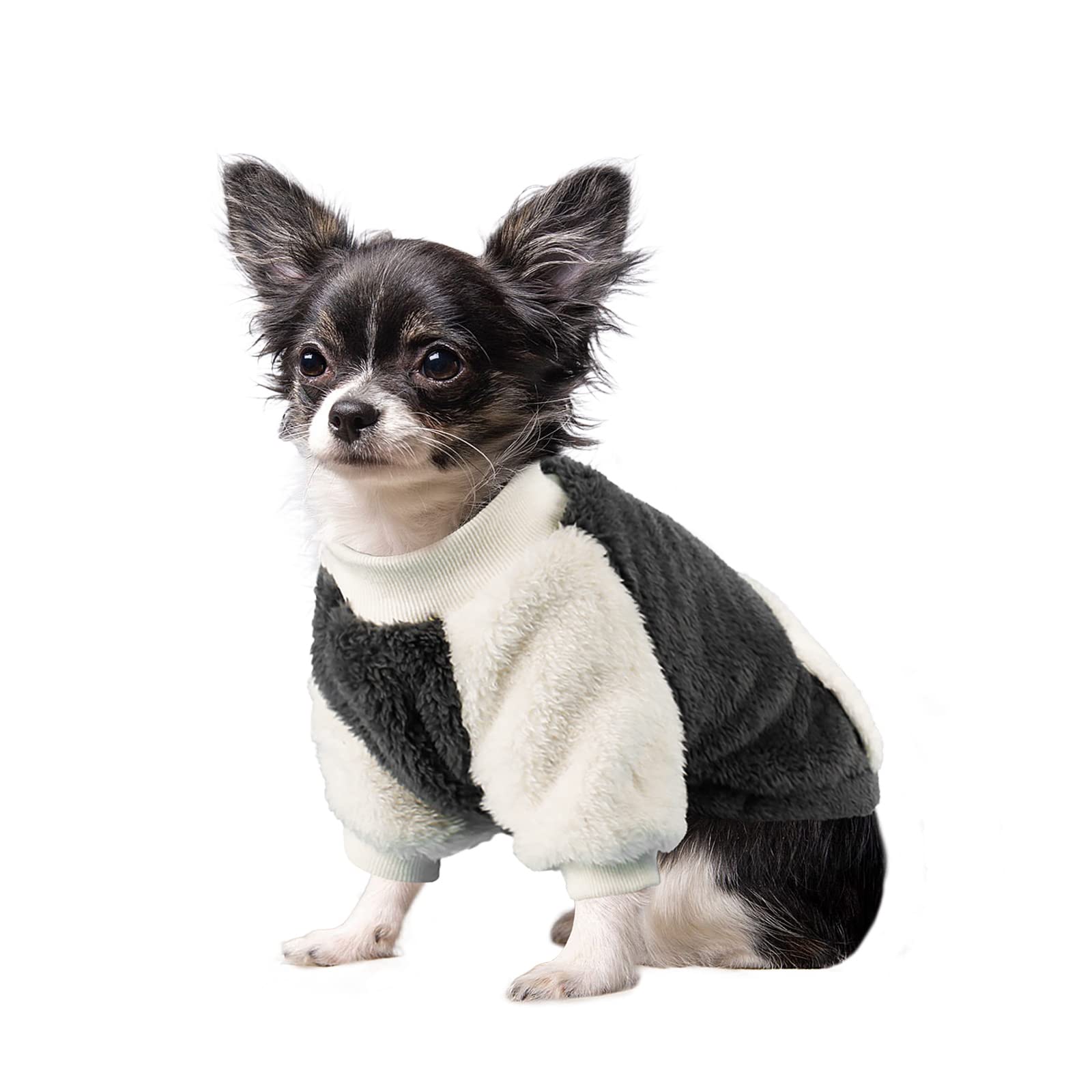 LESYPET Fleece Dog Sweaters for Small Dogs - Warm Puppy Coat Pullover for Winter, Grey Small | Cozy Outfit for Small Breed Dogs, Perfect for Indoor & Outdoor Activities, Daily Walks and Cold Weather Protection