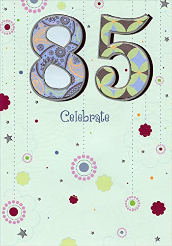 Elegant Blue and Green Die-Cut Window 85th Birthday Card for Milestone Celebrations, Perfect for Anniversaries and Special Occasions