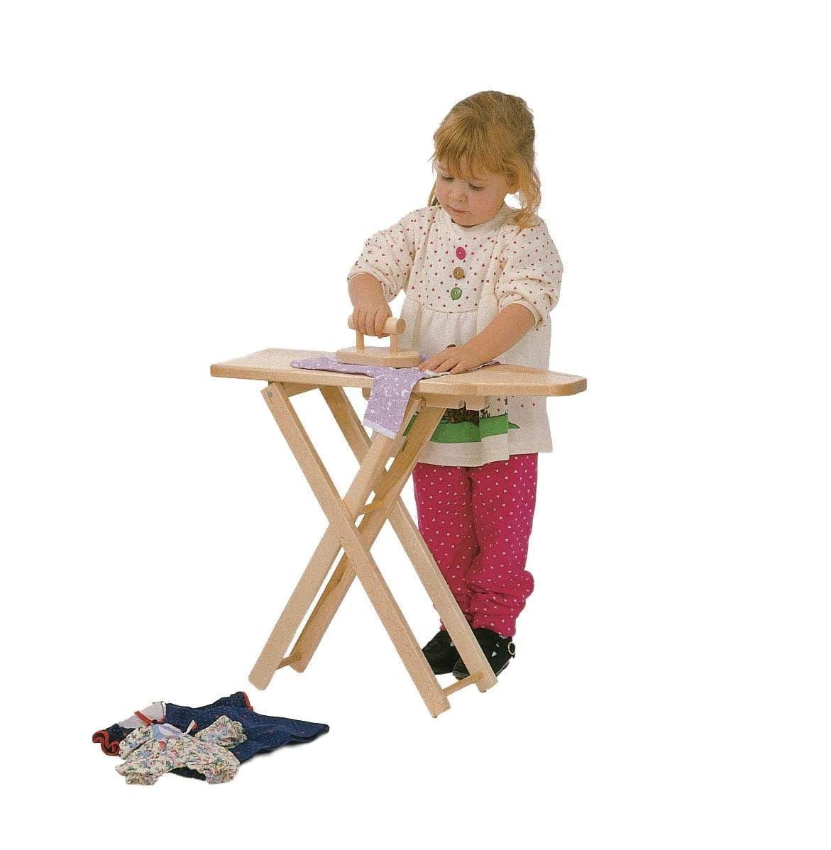 J.B. Poitras Foldable Kids Ironing Board - Solid Hardwood Mini Iron Board for Children's Pretend Play & Craft Projects - Perfect for Playroom, Daycare & Homeschooling Activities