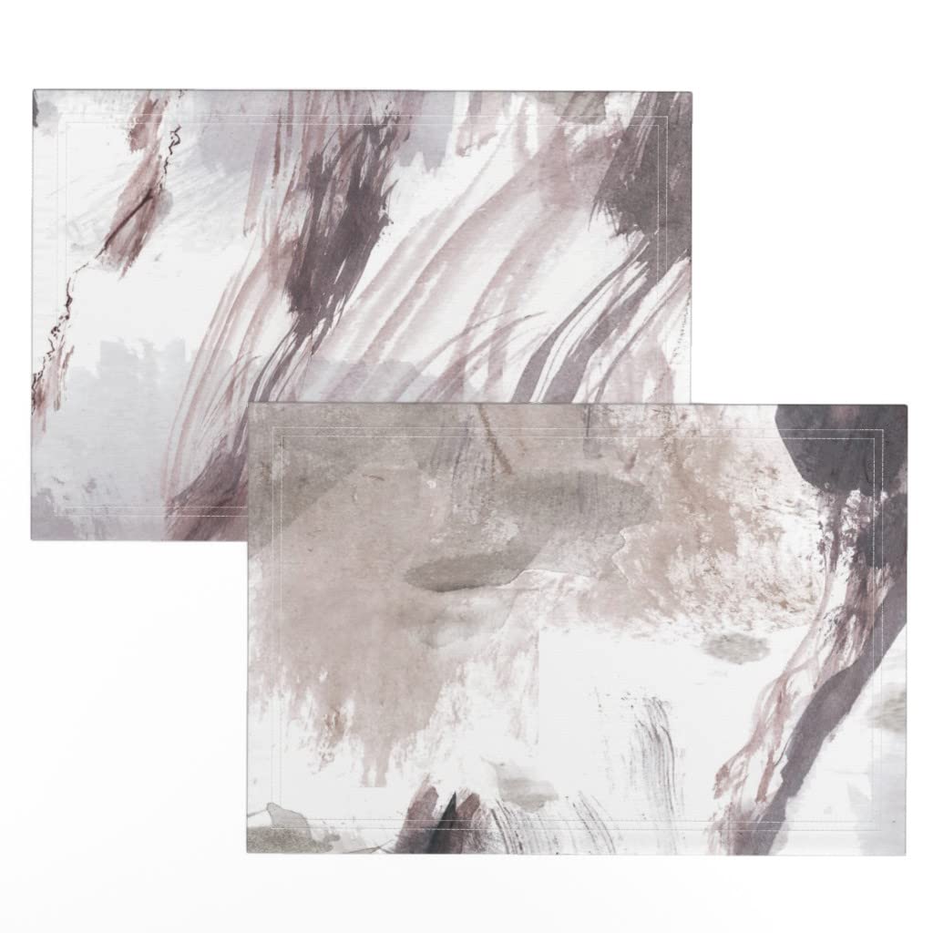 Premium Linen Cotton Canvas Placemats Set of 2 - Marble Abstract Stone Nature Print Table Mats for Dining, Kitchen, and Home Decor | Washable & Durable Place Settings for Everyday Use or Special Occasions