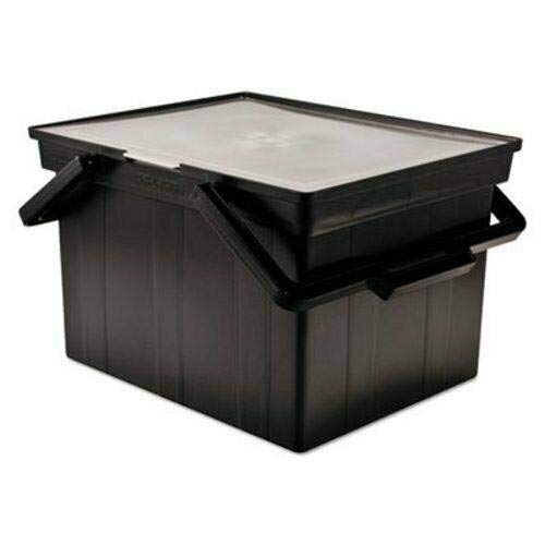 Portable File Storage Box with Lids - Black Office Storage Bins for Organizing Files, Magazines & Office Supplies | Perfect for Home, Office & School Organization