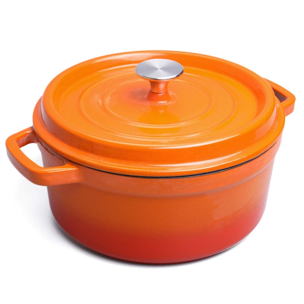 **Enameled Cast Iron Stock Pot - 18cm Yellow Dutch Oven for Cooking, Stewing & Simmering - Perfect for Soups, Stews, Pasta & Family Meals - Durable Kitchen Pot for Stovetop & Oven Use**