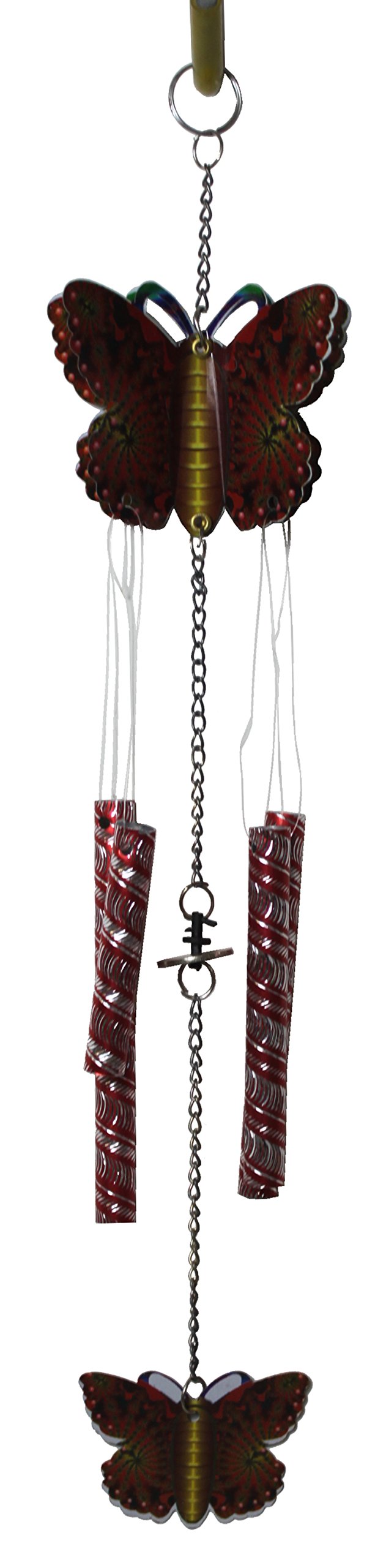 Elegant Red Butterfly Laser Cut Wind Chime - Handcrafted Outdoor Garden Decor for Patio, Porch & Backyard Relaxation