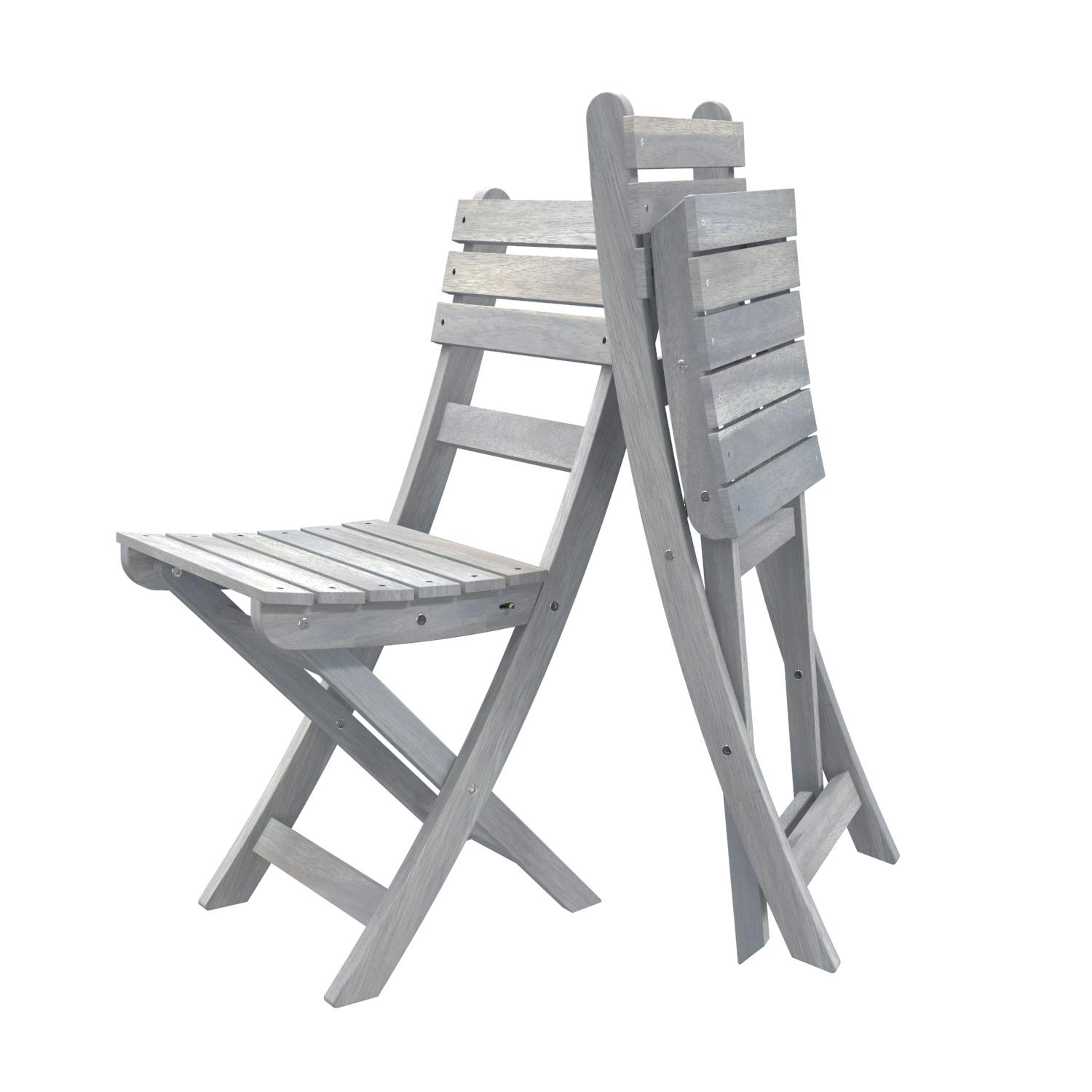 INTERBUILD Acacia Hardwood Folding Chairs - 2-Piece Set, 17