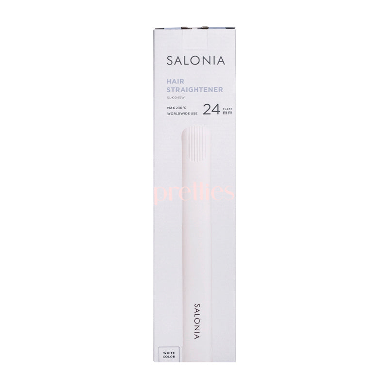 Salonia 24mm Hair Straightener - Professional Flat Iron for Smooth & Shiny Hair - White | Perfect for Home Use, Travel & Salon Styling