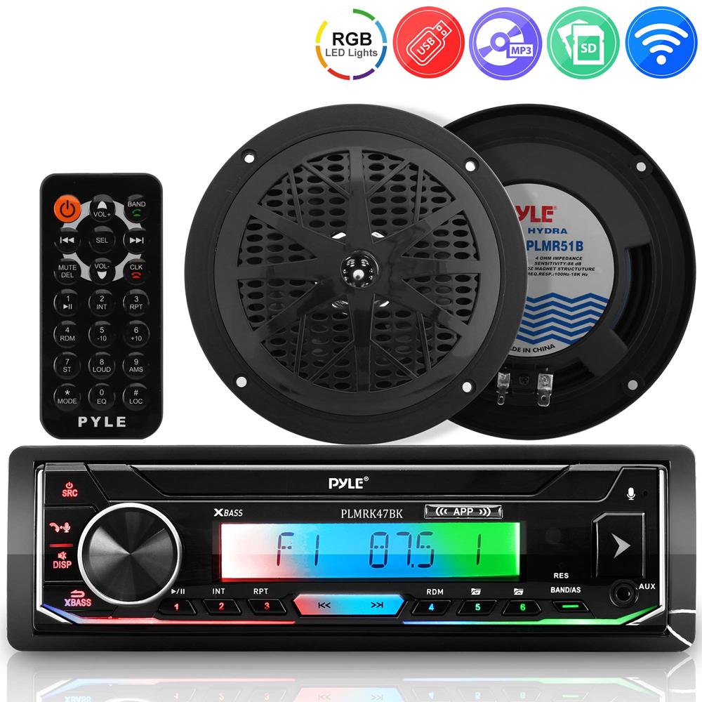 Marine Bluetooth CD/MP3 Car Stereo Receiver - Waterproof In-Dash Audio System for Boats, Cars & Trucks | Hands-Free Calling & USB Port | Perfect for Road Trips & Marine Adventures