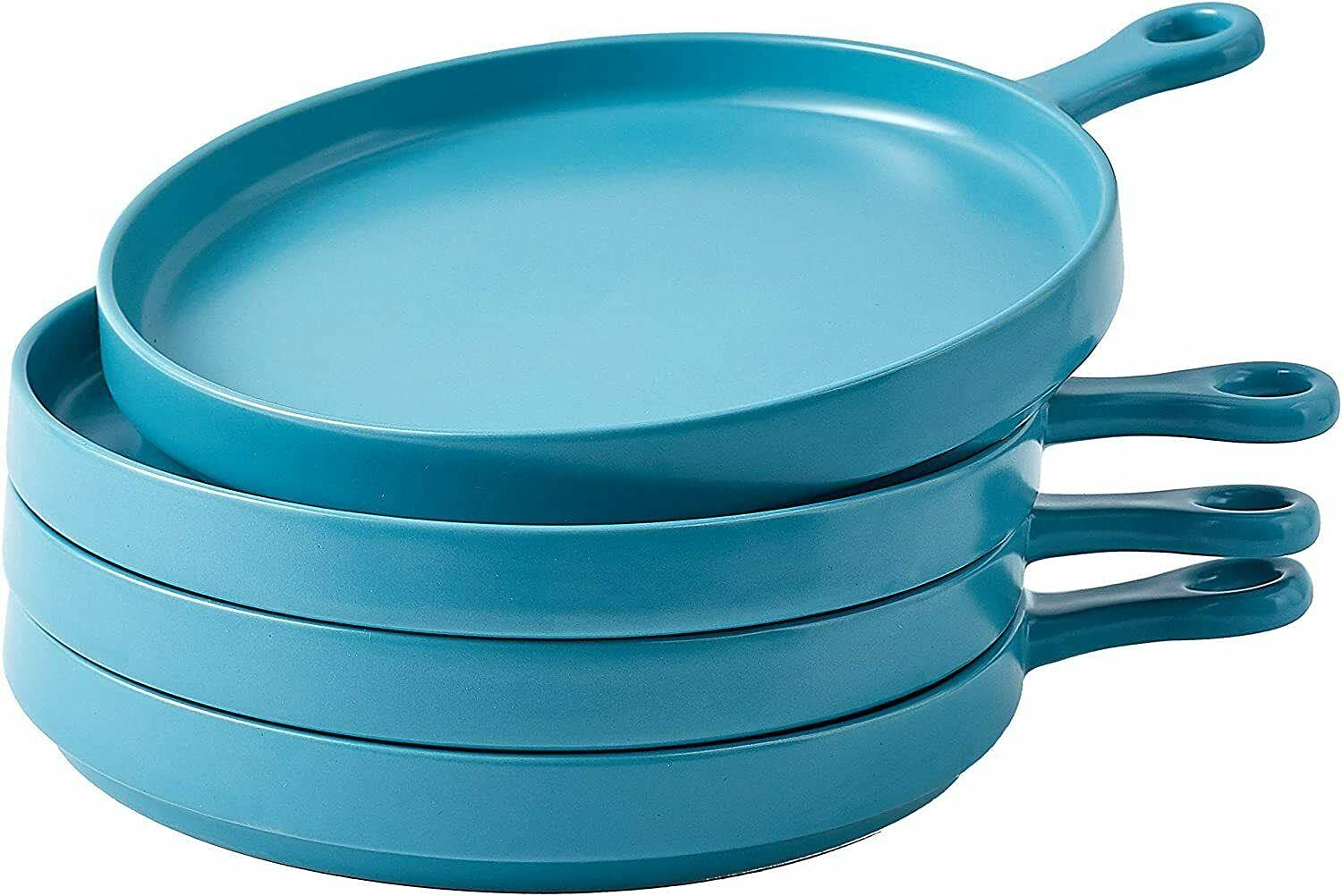 Premium Porcelain 8-Inch Round Dinner Plates Set of 4 - Teal Blue Elegant Dinnerware for Everyday Use, Fine Dining & Entertaining | Durable Dish Set for Restaurants, Home Kitchen & Special Occasions