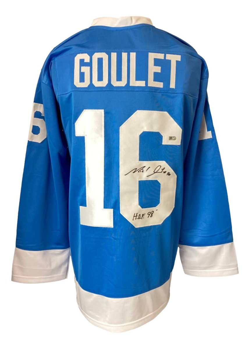 Michel Goulet Quebec Nordiques Signed Light Blue Hockey Jersey - HOF 98 - Authentic Collectible Sports Memorabilia - Perfect for Hockey Fans, Collectors & Sports Integrity Displays