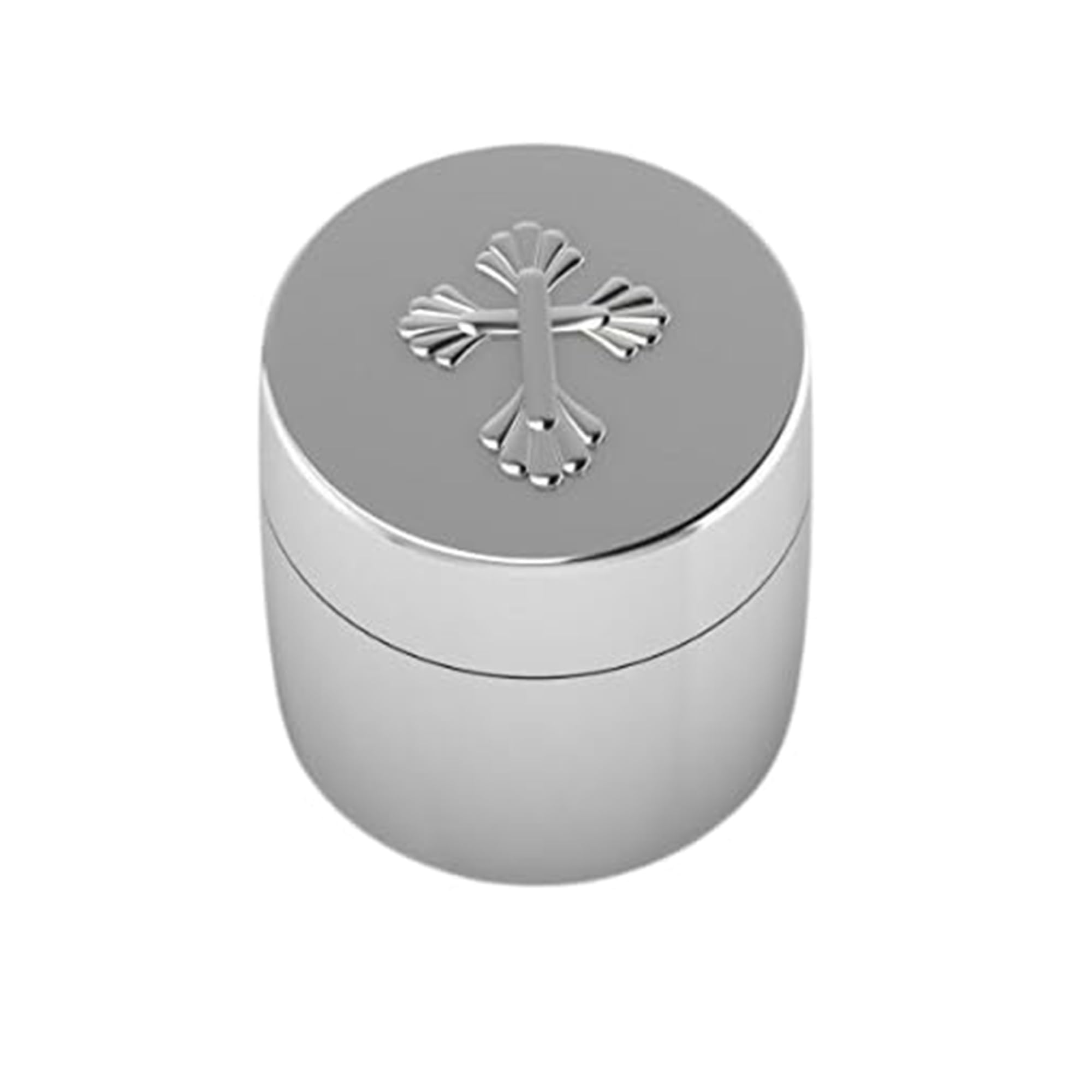 Sterling Silver Tooth Curl Cross Box - Durable & Elegant Engravable Baby Tooth Holder - Kids Teeth Storage Keepsake Gift for Christening, First Tooth, and Milestone Memories - Perfect Baby Shower and Baptism Present