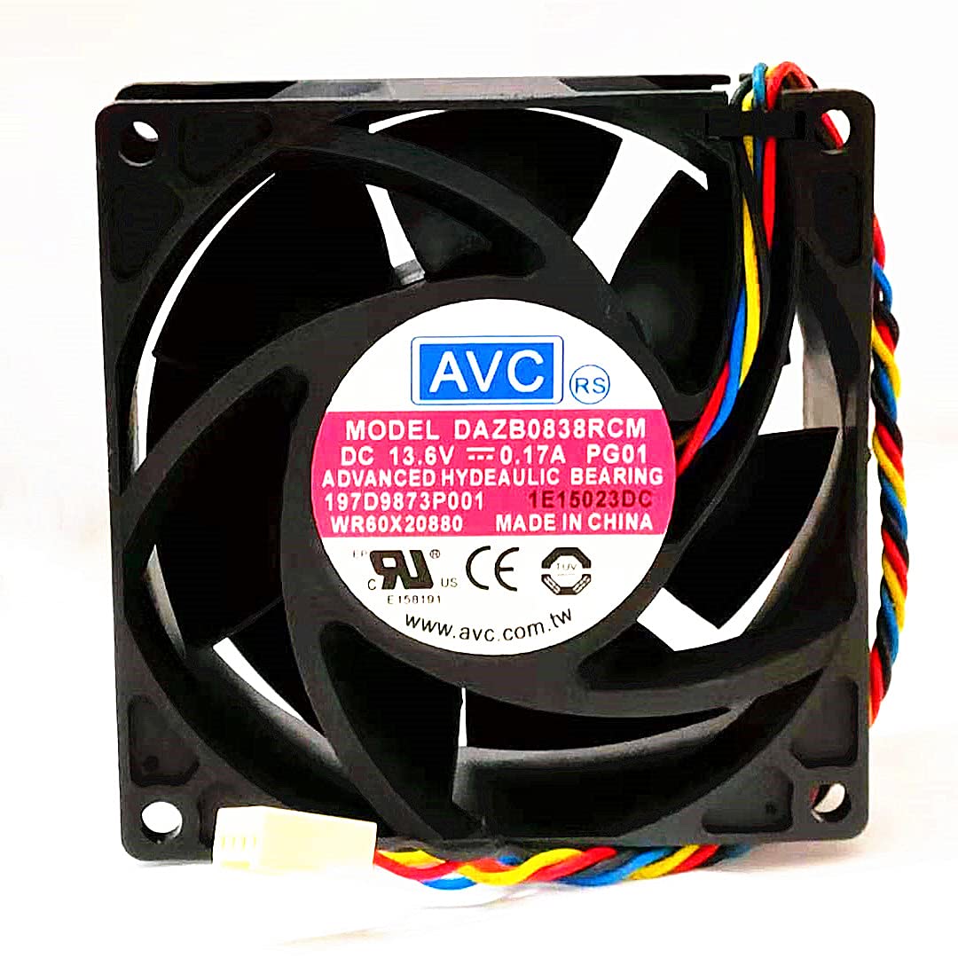 13.6V 80mm 4-Wire PC Cooling Fan - 80x80x38mm 0.17A High Performance Quiet Fan for Desktop Computer, Gaming PC, and Server Cooling - Perfect for CPU Coolers, Case Ventilation, and Electronics Cooling Systems