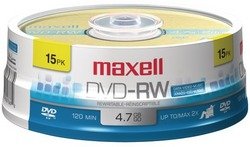 Maxell 4.7GB DVD-RW 15-Pack for Data Storage & Backup