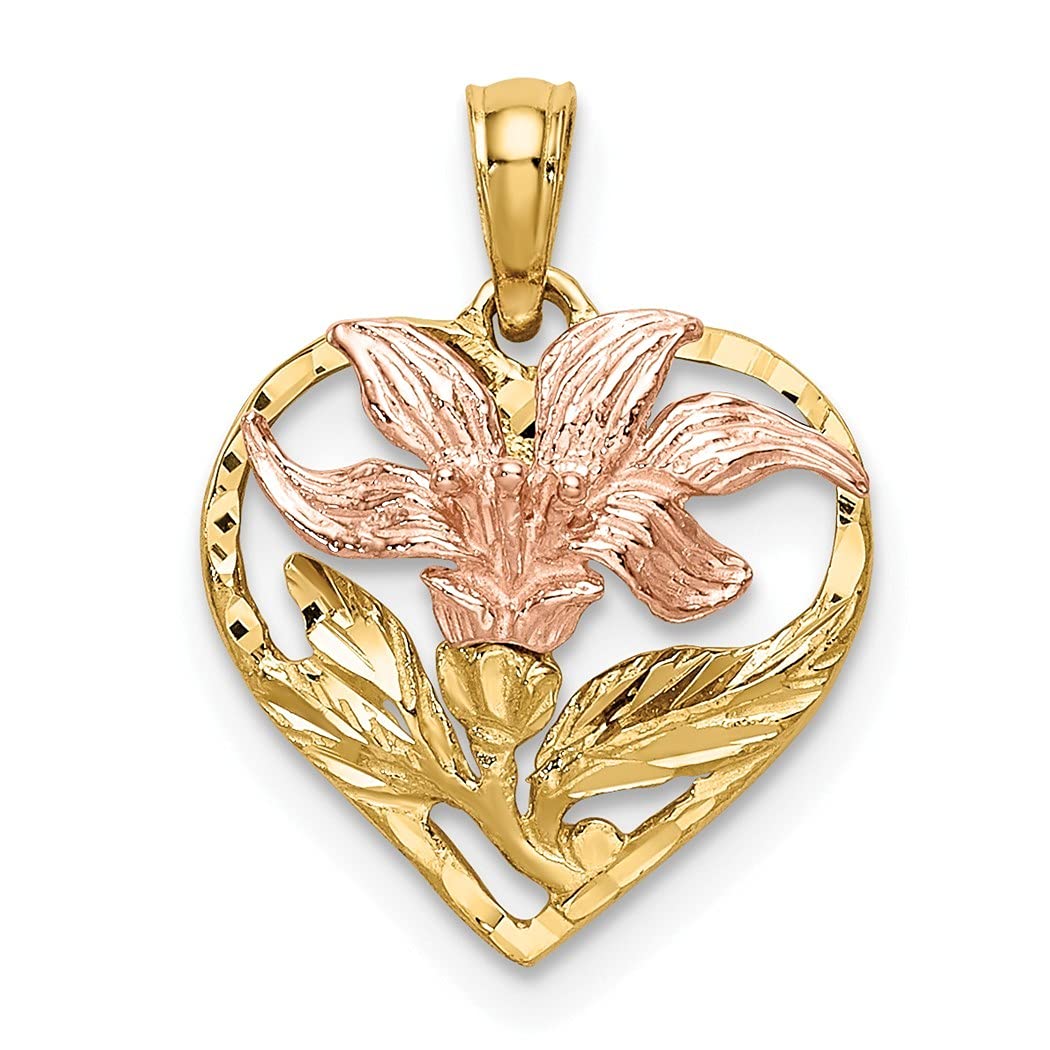 2D Pink Flower Love Heart Pendant Necklace - Romantic Jewelry Gift for Women, Girlfriend, Wife | Perfect for Valentine's Day, Anniversary & Special Occasions
