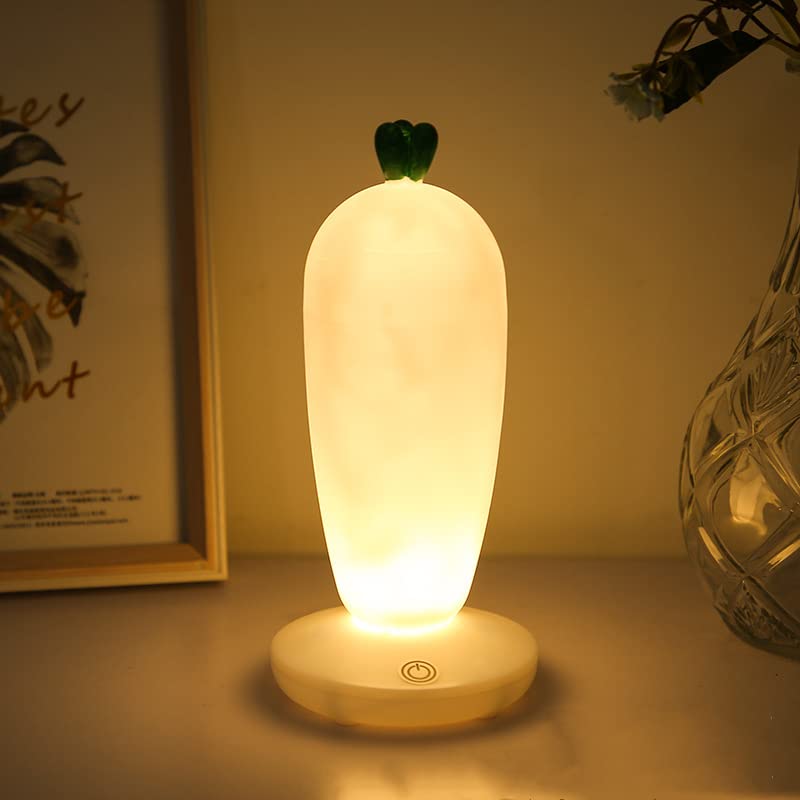 Radish-Shaped Night Light - Soft Silicone Touch Sensor Desk Lamp for Kids Room, Nursery, Bedroom & Bookshelf | Cute Cartoon Decor & Reading Light